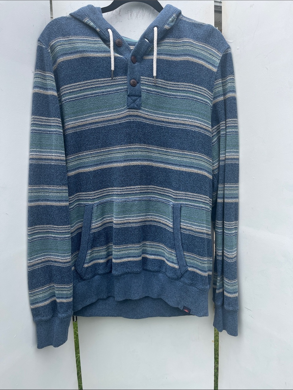 Faherty Campfire Seascape Stripe Quarter-Button Hoodie Top